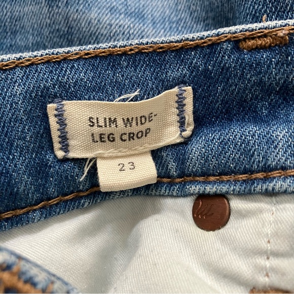 Madewell Slim Wide Leg Jeans Olympia Wash Blue Button Front Edition Cropped 23 - Picture 12 of 15